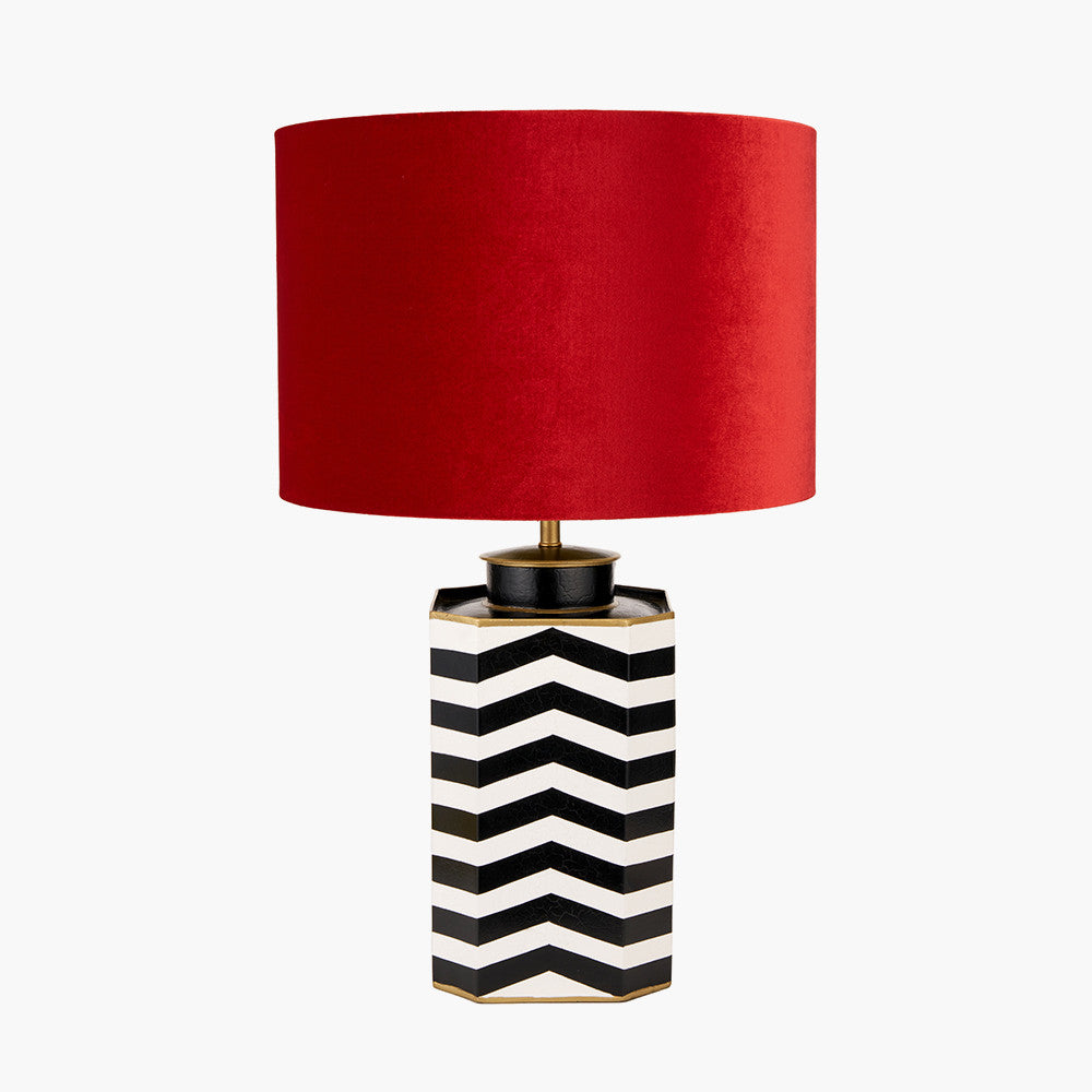 Oskar Black & White Chevron Hand Painted Metal Table Lamp - Base Only